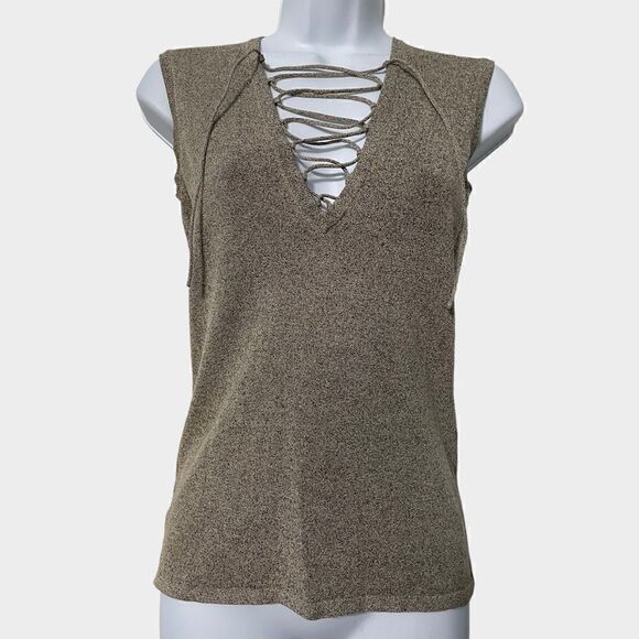 IRO Alida Wool Blend Lace Front Sleeveless Top Speckled Beige Size XS - Picture 2 of 7